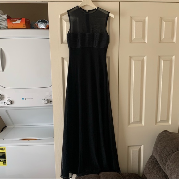 Designer Tadashi Shoji - Floor Length Mesh Dress - Size 02P - Picture 2 of 8